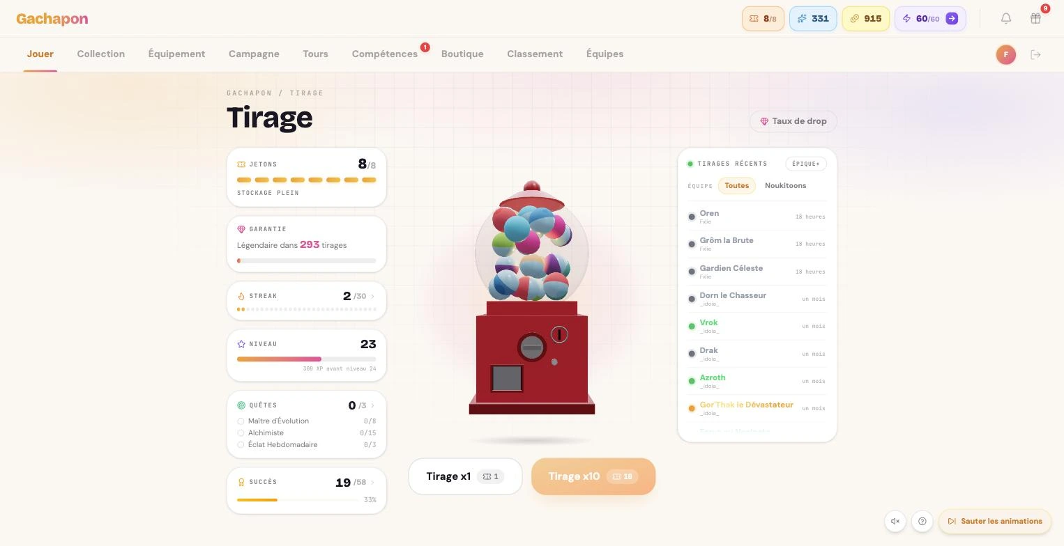 Écran de tirage de Gachapon, machine à capsules en 3D